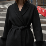 Velira Celine | Belted Coat with Faux Fur Cuffs Celine | Diržinė Striukė su Dirbtinės Odos Rankovėmis