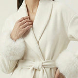 Velira Celine | Belted Coat with Faux Fur Cuffs Celine | Diržinė Striukė su Dirbtinės Odos Rankovėmis