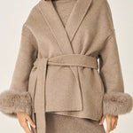 Velira Celine | Belted Coat with Faux Fur Cuffs Celine | Diržinė Striukė su Dirbtinės Odos Rankovėmis
