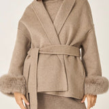 Velira Celine | Belted Coat with Faux Fur Cuffs Celine | Diržinė Striukė su Dirbtinės Odos Rankovėmis