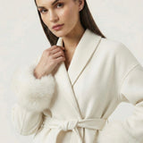 Velira Celine | Belted Coat with Faux Fur Cuffs Celine | Diržinė Striukė su Dirbtinės Odos Rankovėmis