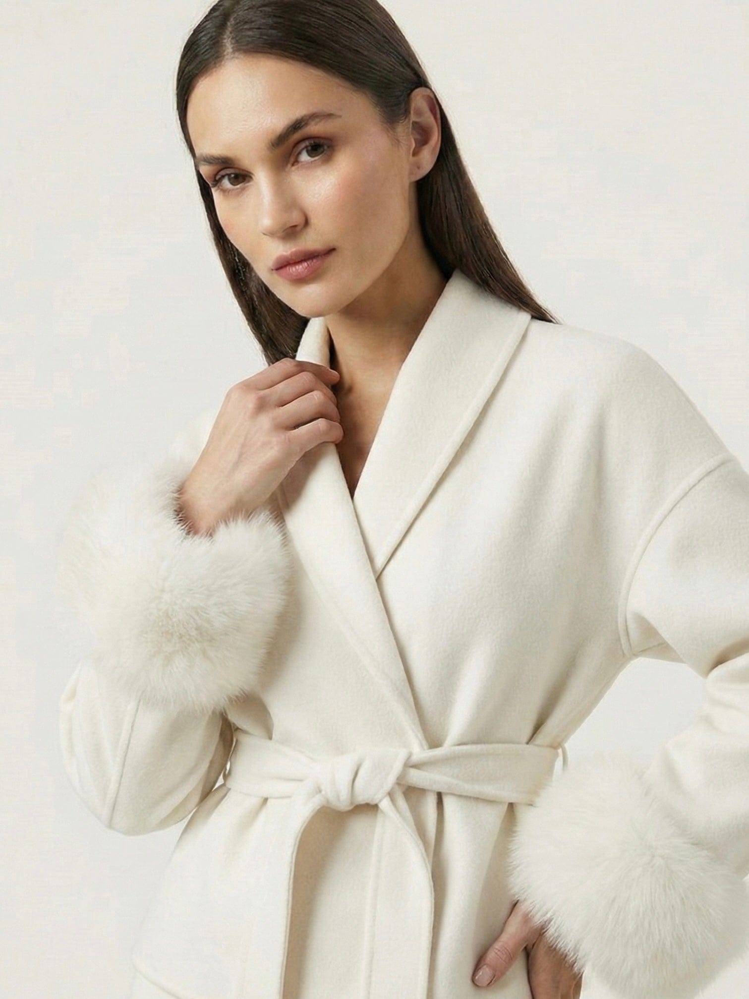 Velira Celine | Belted Coat with Faux Fur Cuffs Celine | Diržinė Striukė su Dirbtinės Odos Rankovėmis
