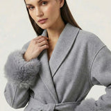 Velira Celine | Belted Coat with Faux Fur Cuffs Celine | Diržinė Striukė su Dirbtinės Odos Rankovėmis
