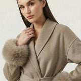 Velira Celine | Belted Coat with Faux Fur Cuffs Celine | Diržinė Striukė su Dirbtinės Odos Rankovėmis