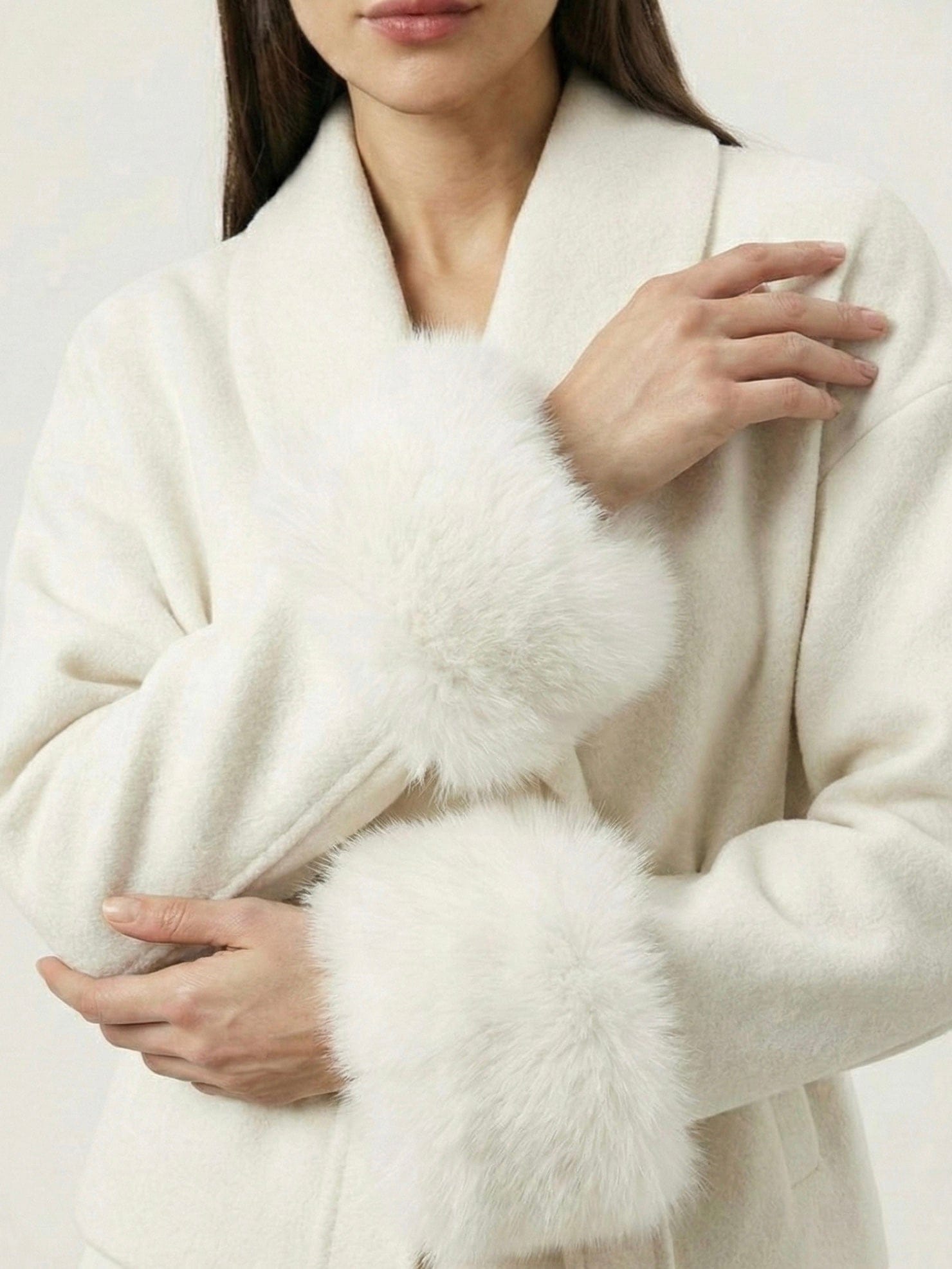 Velira Celine | Belted Coat with Faux Fur Cuffs Celine | Diržinė Striukė su Dirbtinės Odos Rankovėmis