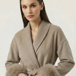 Velira Celine | Belted Coat with Faux Fur Cuffs Celine | Diržinė Striukė su Dirbtinės Odos Rankovėmis