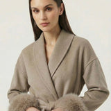 Velira Celine | Belted Coat with Faux Fur Cuffs Celine | Diržinė Striukė su Dirbtinės Odos Rankovėmis
