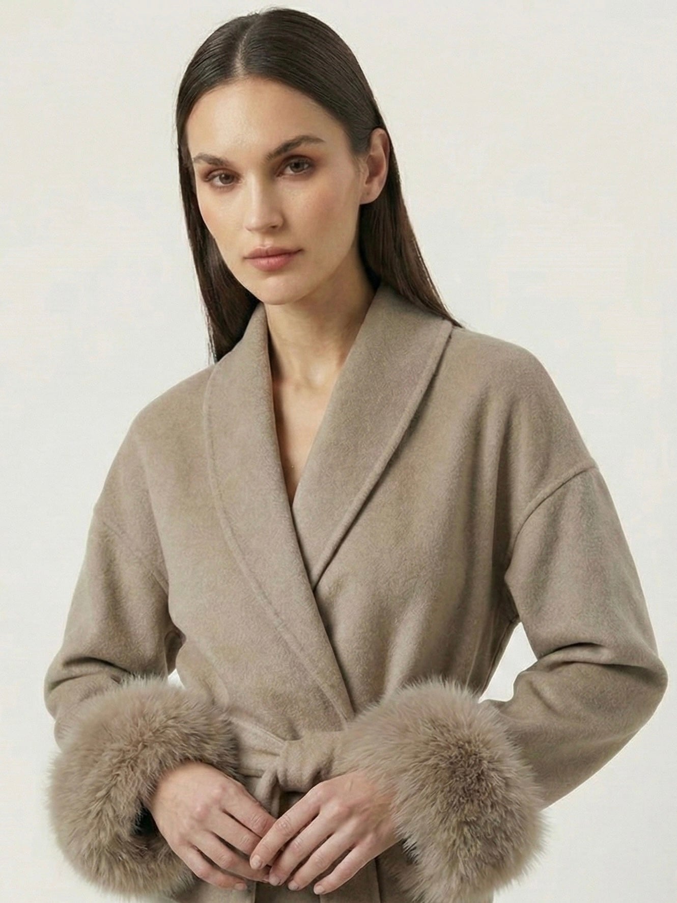 Velira Celine | Belted Coat with Faux Fur Cuffs Celine | Diržinė Striukė su Dirbtinės Odos Rankovėmis