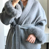 Velira Celine | Belted Coat with Faux Fur Cuffs Celine | Diržinė Striukė su Dirbtinės Odos Rankovėmis