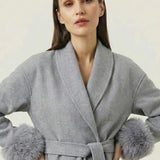 Velira Celine | Belted Coat with Faux Fur Cuffs Celine | Diržinė Striukė su Dirbtinės Odos Rankovėmis