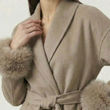 Velira Celine | Belted Coat with Faux Fur Cuffs Celine | Diržinė Striukė su Dirbtinės Odos Rankovėmis