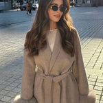 Velira Celine | Belted Coat with Faux Fur Cuffs Celine | Diržinė Striukė su Dirbtinės Odos Rankovėmis