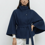 Velira Chloe | High-Neck Belted Cape Jacket Chloe | Aukštos Kaklo Diržinė Cape Striukė