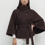 Velira Chloe | High-Neck Belted Cape Jacket Chloe | Aukštos Kaklo Diržinė Cape Striukė