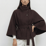 Velira Chloe | High-Neck Belted Cape Jacket Chloe | Aukštos Kaklo Diržinė Cape Striukė