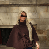 Velira Chloe | High-Neck Belted Cape Jacket Chloe | Aukštos Kaklo Diržinė Cape Striukė