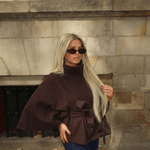 Velira Chloe | High-Neck Belted Cape Jacket Chloe | Aukštos Kaklo Diržinė Cape Striukė