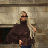 Velira Chloe | High-Neck Belted Cape Jacket Chloe | Aukštos Kaklo Diržinė Cape Striukė