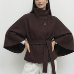 Velira Chloe | High-Neck Belted Cape Jacket Chloe | Aukštos Kaklo Diržinė Cape Striukė