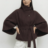 Velira Chloe | High-Neck Belted Cape Jacket Chloe | Aukštos Kaklo Diržinė Cape Striukė