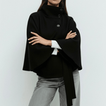 Velira Chloe | High-Neck Belted Cape Jacket Chloe | Aukštos Kaklo Diržinė Cape Striukė