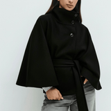 Velira Chloe | High-Neck Belted Cape Jacket Chloe | Aukštos Kaklo Diržinė Cape Striukė