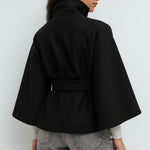 Velira Chloe | High-Neck Belted Cape Jacket Chloe | Aukštos Kaklo Diržinė Cape Striukė