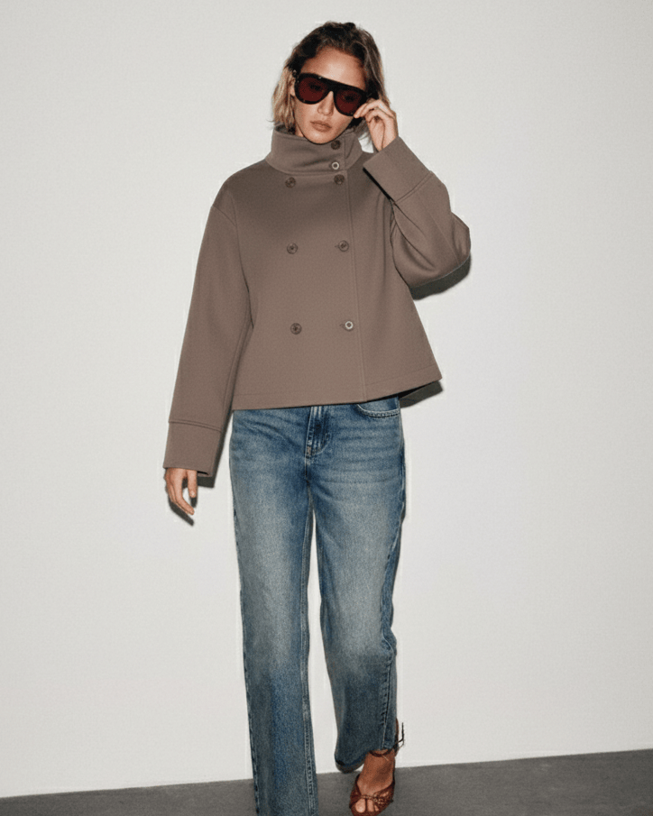 Velira Clara | Blend High-Neck Short Coat Clara | Mišinio Aukštu Kaklu Trumpas Paltas