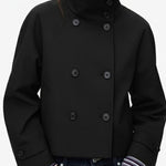 Velira Clara | Blend High-Neck Short Coat Juoda / S Clara | Mišinio Aukštu Kaklu Trumpas Paltas