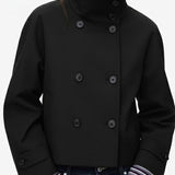 Velira Clara | Blend High-Neck Short Coat Juoda / S Clara | Mišinio Aukštu Kaklu Trumpas Paltas