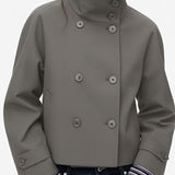 Velira Clara | Blend High-Neck Short Coat Pilka / S Clara | Mišinio Aukštu Kaklu Trumpas Paltas