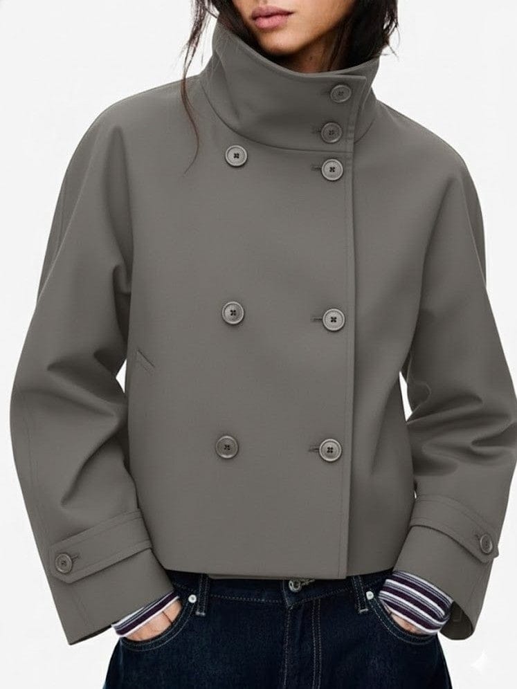 Velira Clara | Blend High-Neck Short Coat Pilka / S Clara | Mišinio Aukštu Kaklu Trumpas Paltas
