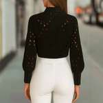 Velira Clothing Jasmine Elegantiška Nėrinių Mygtukinė Moteriška Bluzonė