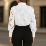 Velira Clothing Jasmine Elegantiška Nėrinių Mygtukinė Moteriška Bluzonė