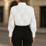 Velira Clothing Jasmine Elegantiška Nėrinių Mygtukinė Moteriška Bluzonė