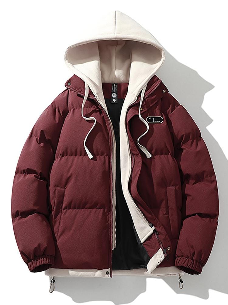 Velira Coats & Jackets bordo / S Kontrasto užtrauktukas su gobtuvu pūkinė striukė