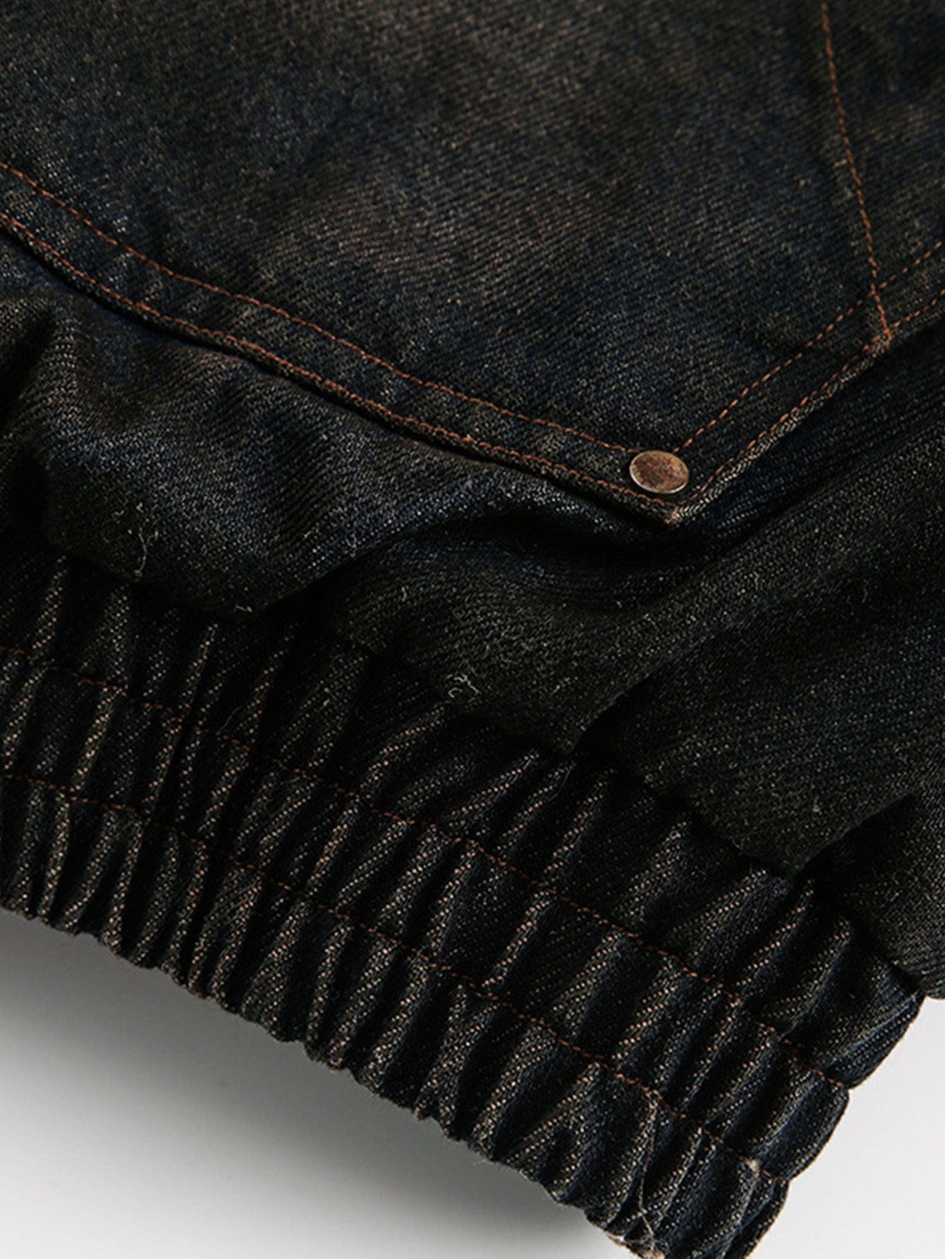 Velira Coats & Jackets Boxy dirbtinio kailio apykaklė plaunamo džinsinio audinio striukė su gobtuvu