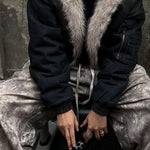 Velira Coats & Jackets Boxy dirbtinio kailio apykaklė plaunamo džinsinio audinio striukė su gobtuvu