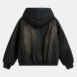Velira Coats & Jackets Boxy dirbtinio kailio apykaklė plaunamo džinsinio audinio striukė su gobtuvu
