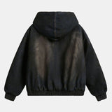 Velira Coats & Jackets Boxy dirbtinio kailio apykaklė plaunamo džinsinio audinio striukė su gobtuvu