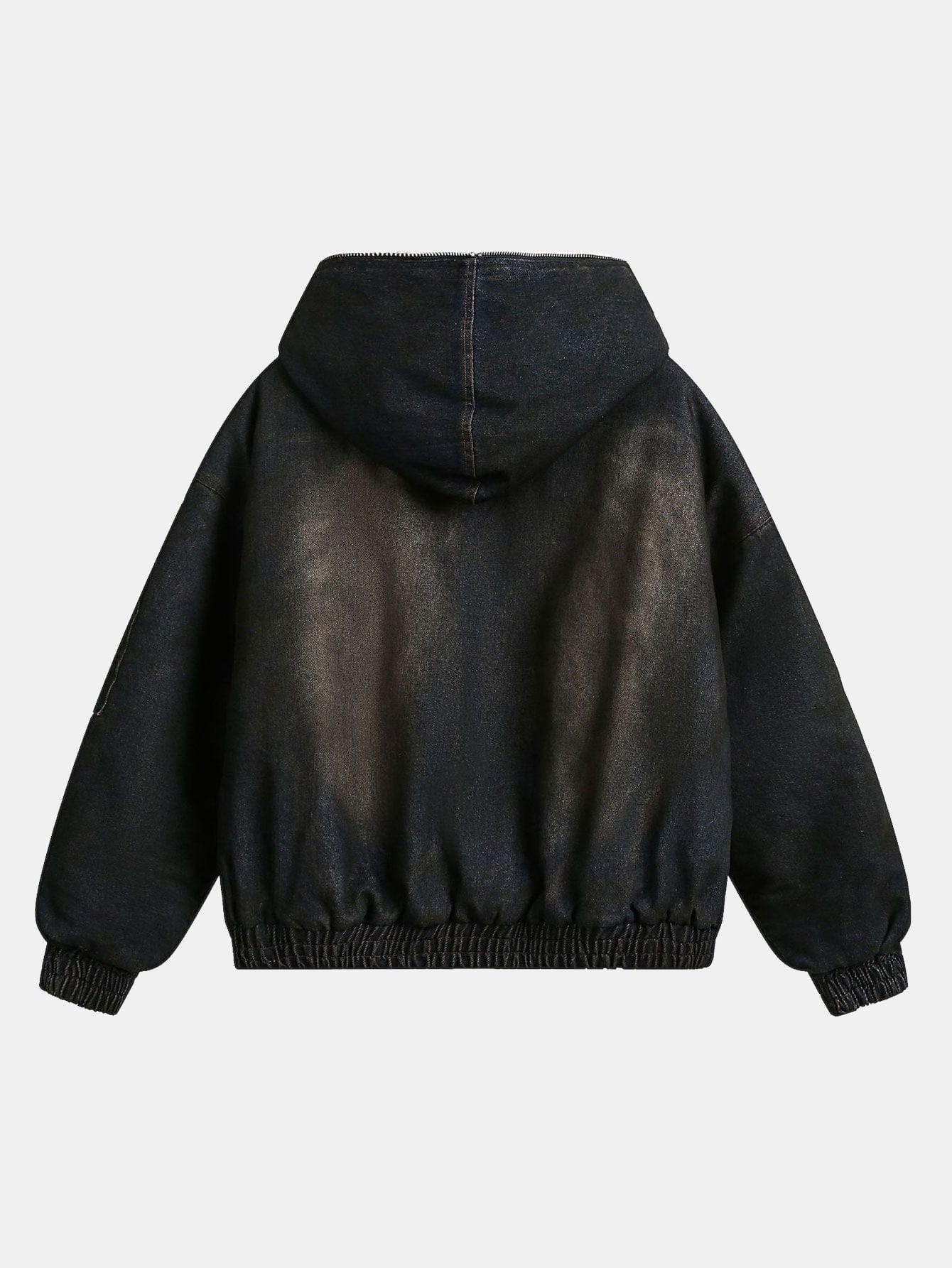 Velira Coats & Jackets Boxy dirbtinio kailio apykaklė plaunamo džinsinio audinio striukė su gobtuvu