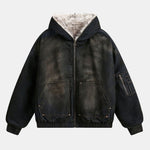 Velira Coats & Jackets Boxy dirbtinio kailio apykaklė plaunamo džinsinio audinio striukė su gobtuvu
