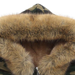 Velira Coats & Jackets Boxy kamufliažo dirbtinės odos apykaklė su gobtuvu