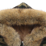 Velira Coats & Jackets Boxy kamufliažo dirbtinės odos apykaklė su gobtuvu