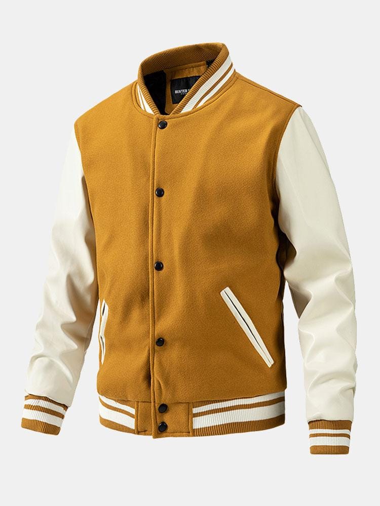 Velira Coats & Jackets geltona / S Kontrasto vilnos išvaizdos PU beisbolo striukė