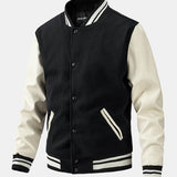 Velira Coats & Jackets juoda ir balta / S Kontrasto vilnos išvaizdos PU beisbolo striukė