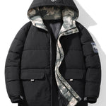 Velira Coats & Jackets juoda / S Kamufliažinis pamušalas kišenėse su gobtuvu pūkinis paltas