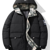 Velira Coats & Jackets juoda / S Kamufliažinis pamušalas kišenėse su gobtuvu pūkinis paltas