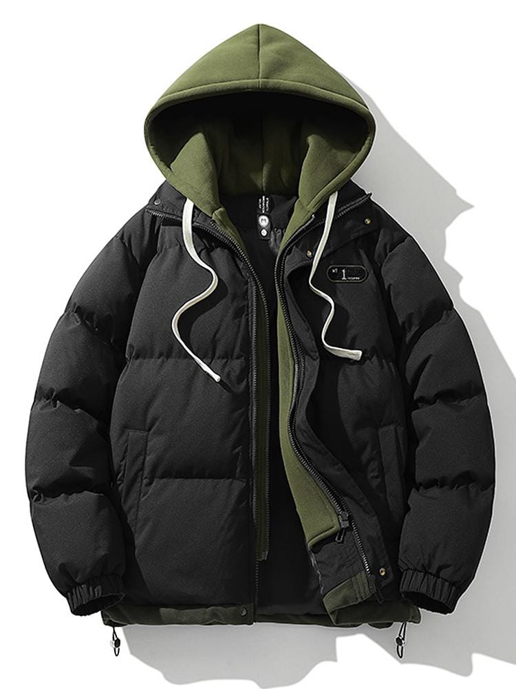 Velira Coats & Jackets juoda / S Kontrasto užtrauktukas su gobtuvu pūkinė striukė
