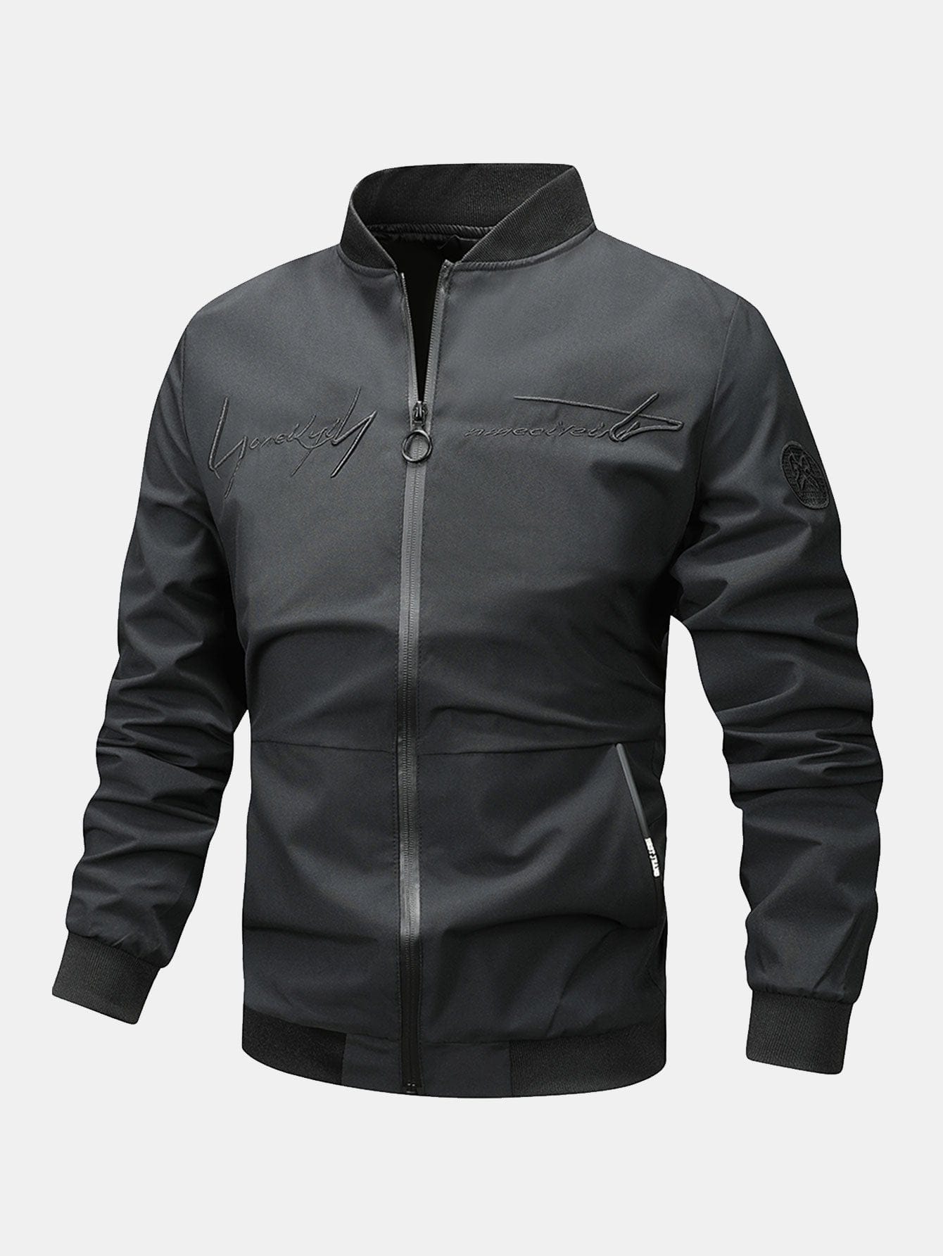 Velira Coats & Jackets juoda / S Sloganas Zip Bomber Striukė